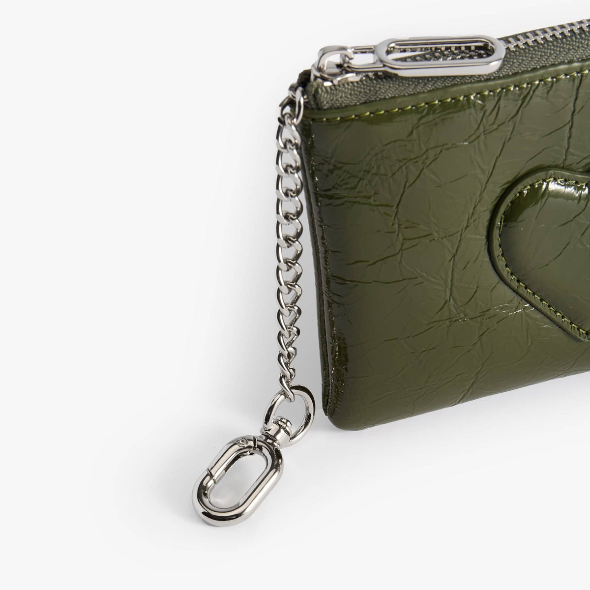 Waxy Leather Zip Pouch with Key Hook, Small Coin Purse