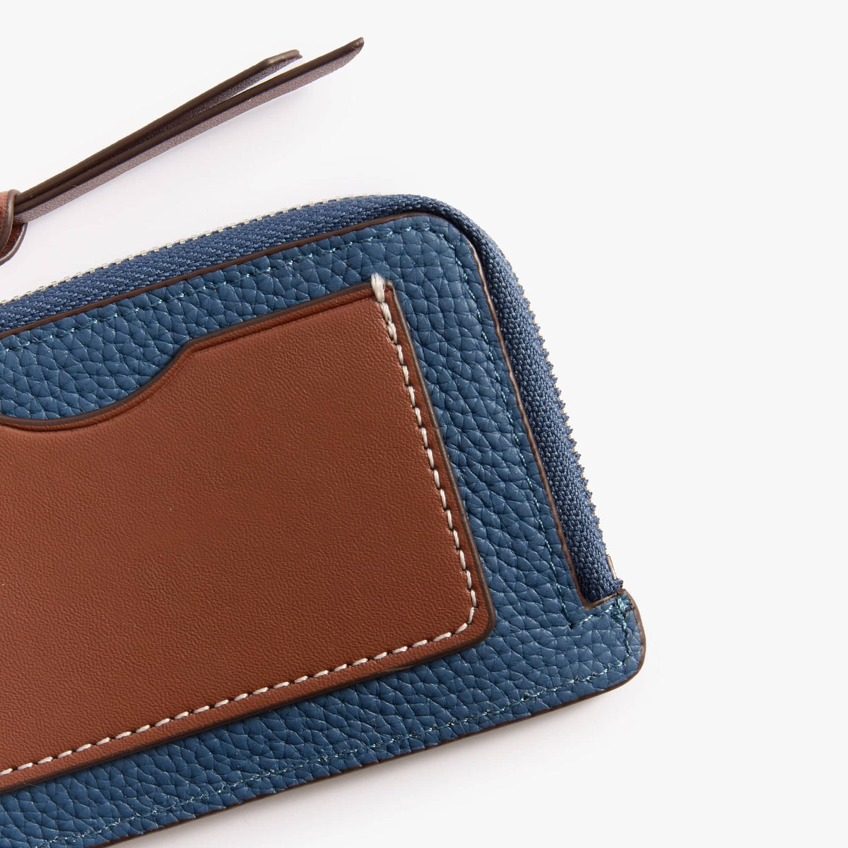 Leather Card Holder with Coin Pocket, Slim Pebbled Wallet