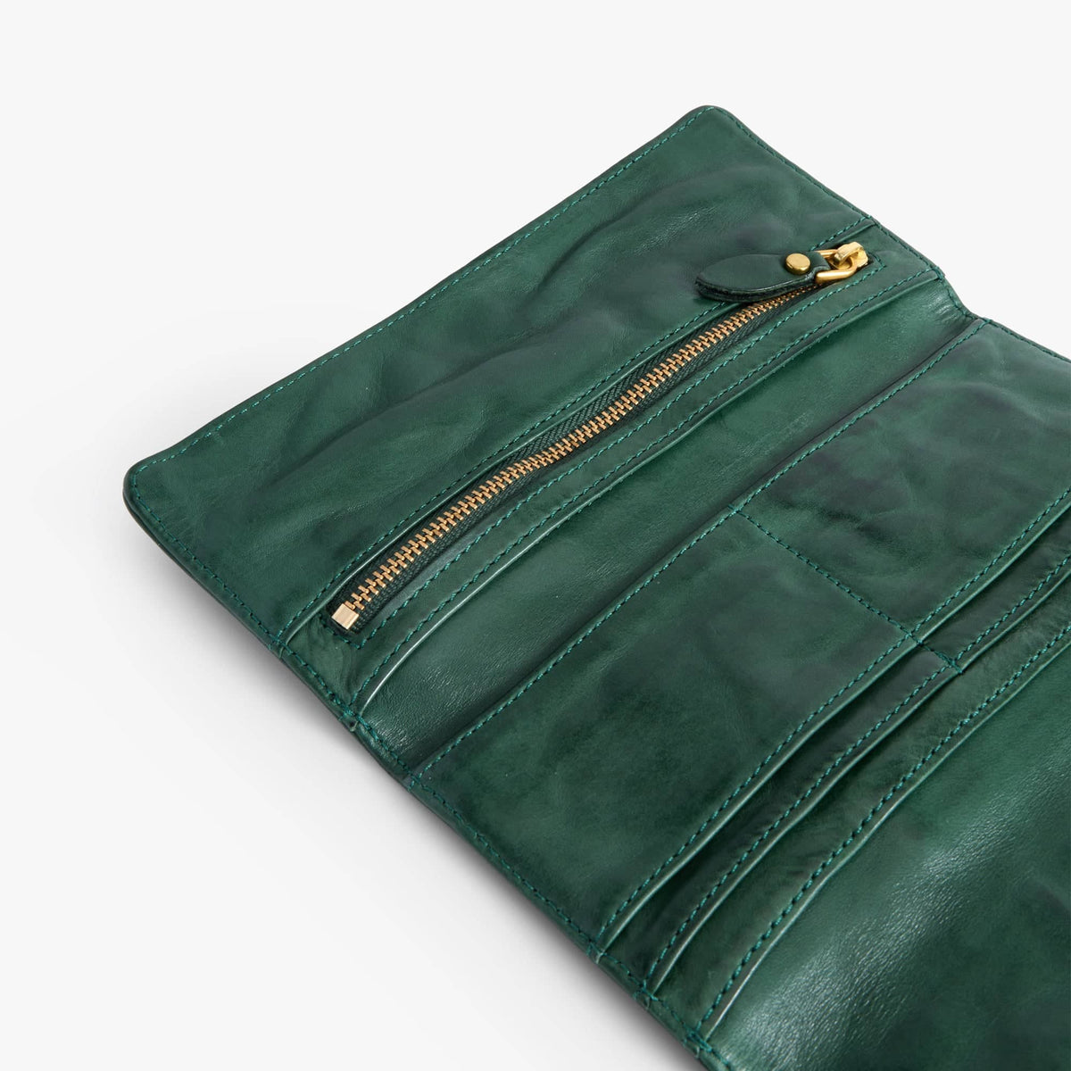 Vegetable-Tanned Leather Long Wallet, Slim Bifold for Men & Women