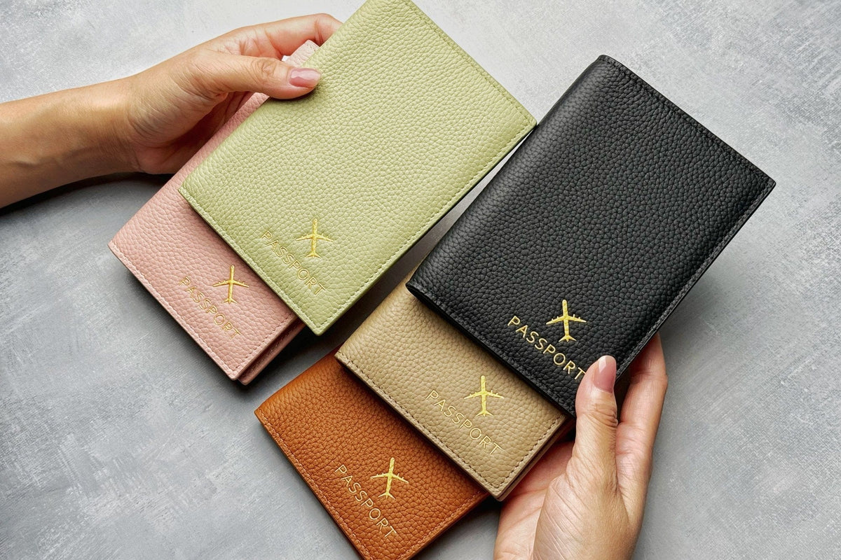Leather Passport Holder, Travel Wallet with 6 Card Slots