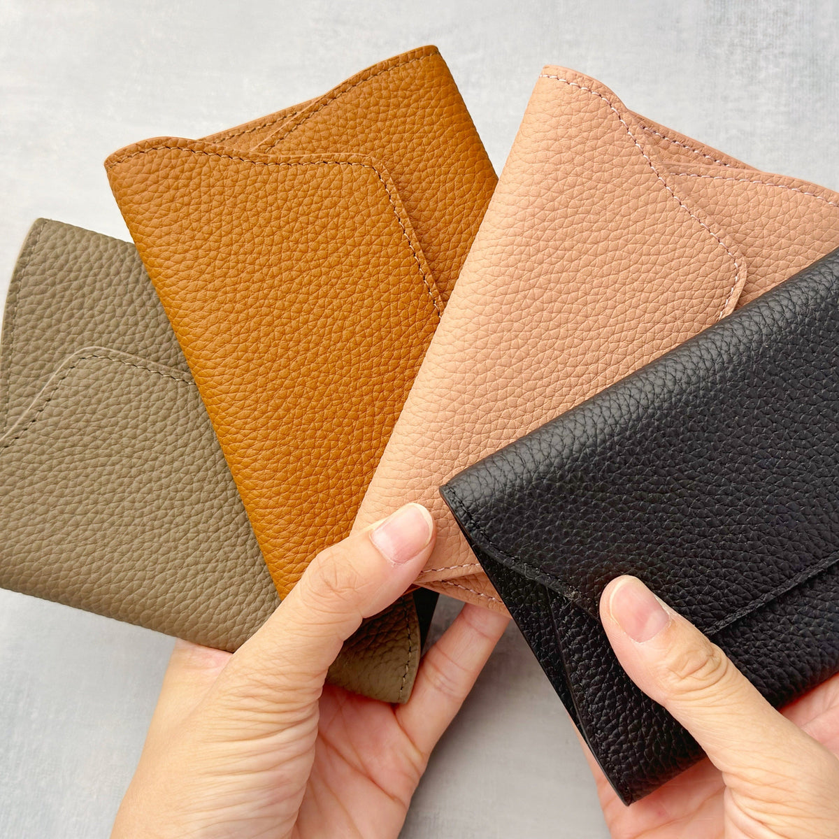 Folded Leather Card Wallet, Compact Snap Wallet for Everyday Carry