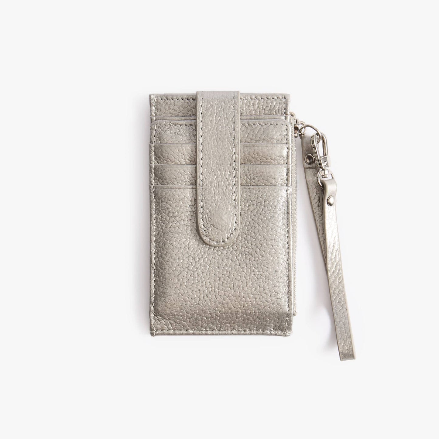 Leather Card Holder with ID Window – Snap Wallet with Strap