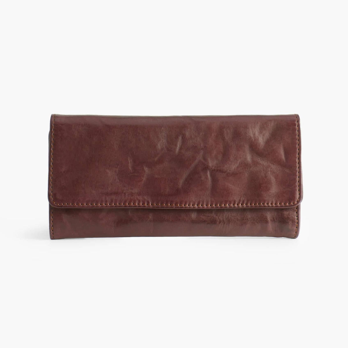 Vegetable-Tanned Leather Long Wallet, Slim Bifold for Men & Women