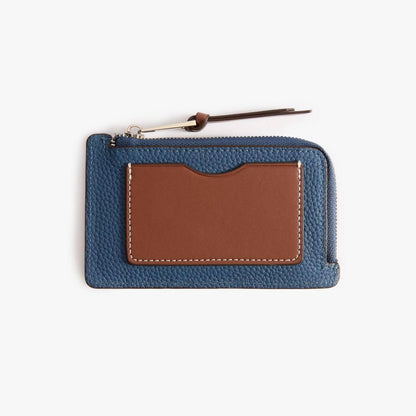 Leather Card Holder with Coin Pocket – Slim Pebbled Wallet