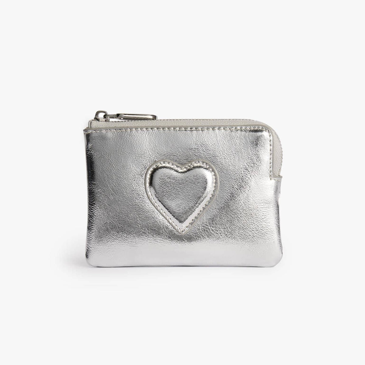 Waxy Leather Zip Pouch with Key Hook, Small Coin Purse