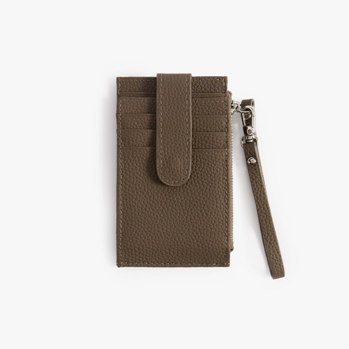 Leather Card Holder with ID Window – Snap Wallet with Strap