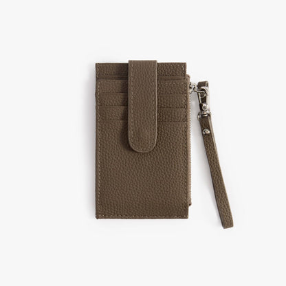 Leather Card Holder with ID Window – Snap Wallet with Strap