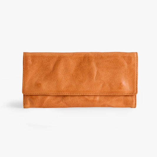 Vegetable-Tanned Leather Long Wallet – Slim Bifold for Men & Women