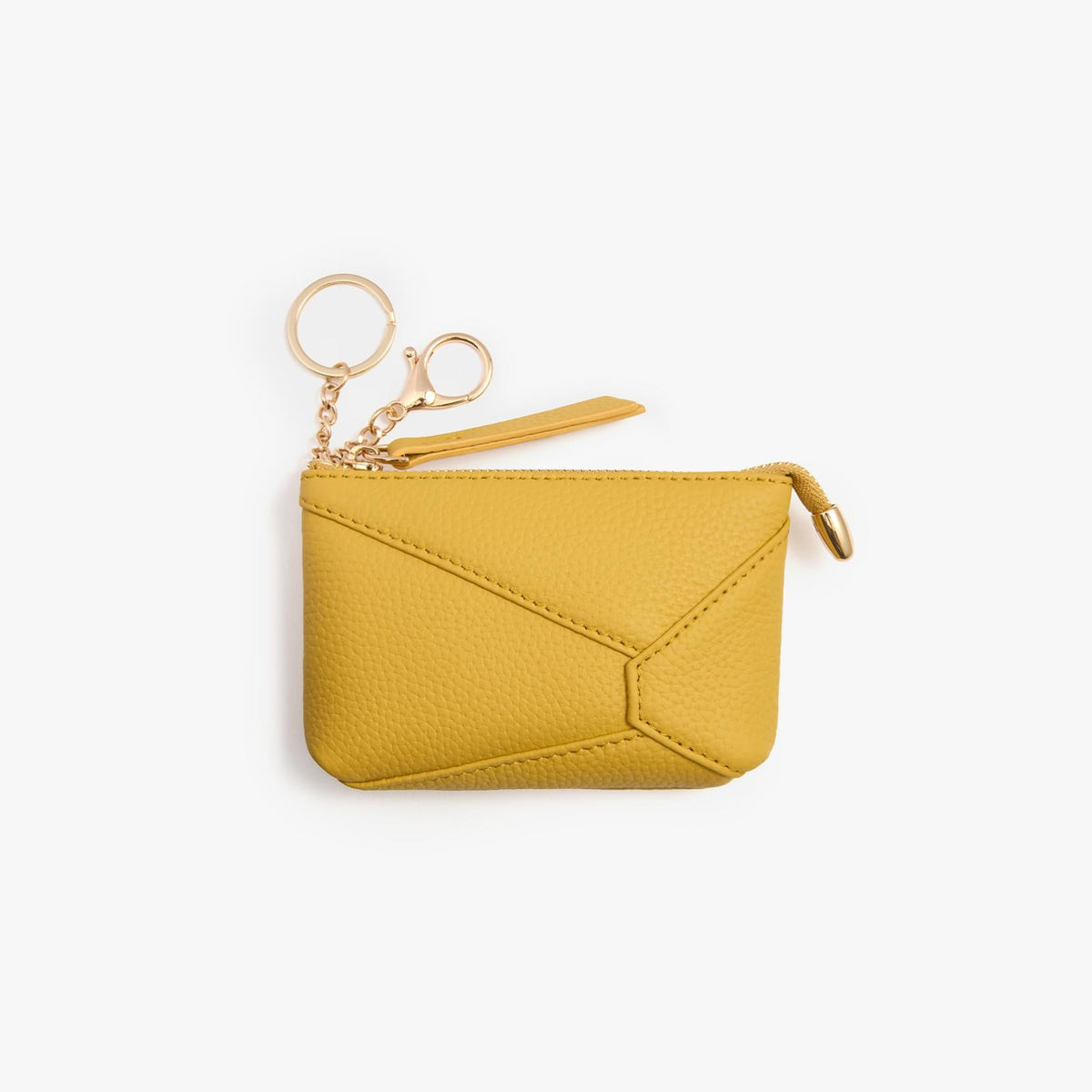 Leather Coin Pouch with Keyring, Small Zip Pouch for Women