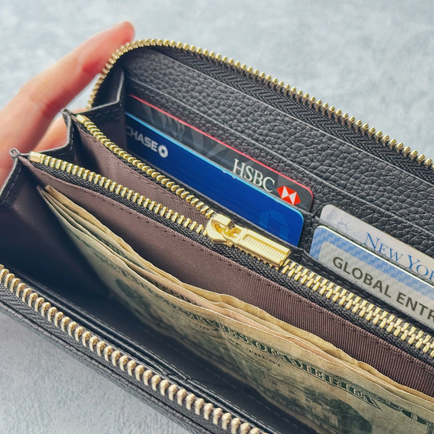 Zip-Around Leather Wallet – Large Clutch Wallet, Fits Phone