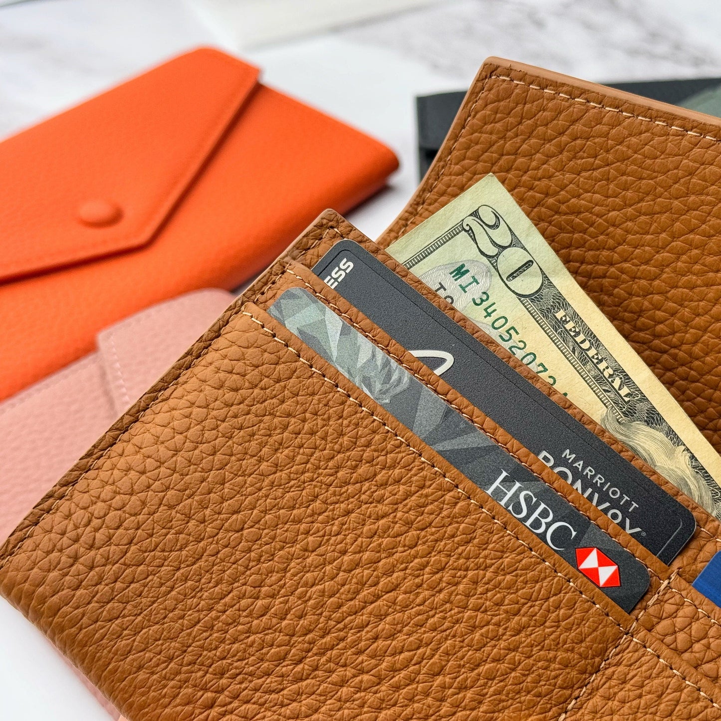 Long Leather Wallet for Women – 10 Card Slots, Fits Phone