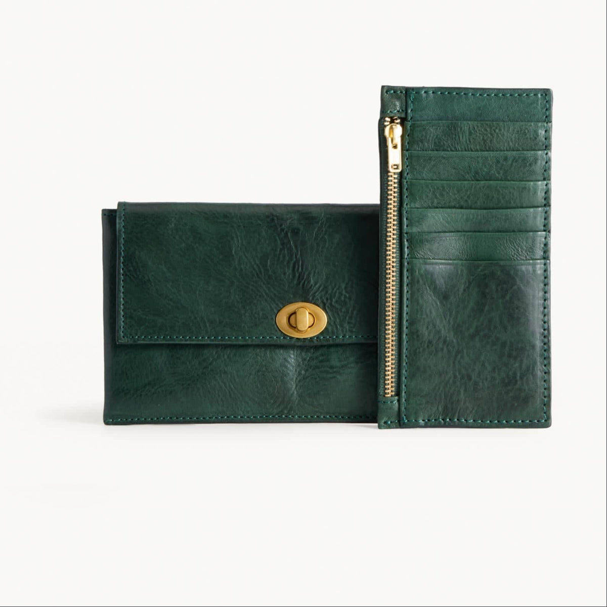 Long Leather Wallet with Detachable Card Holder, Veg-Tanned