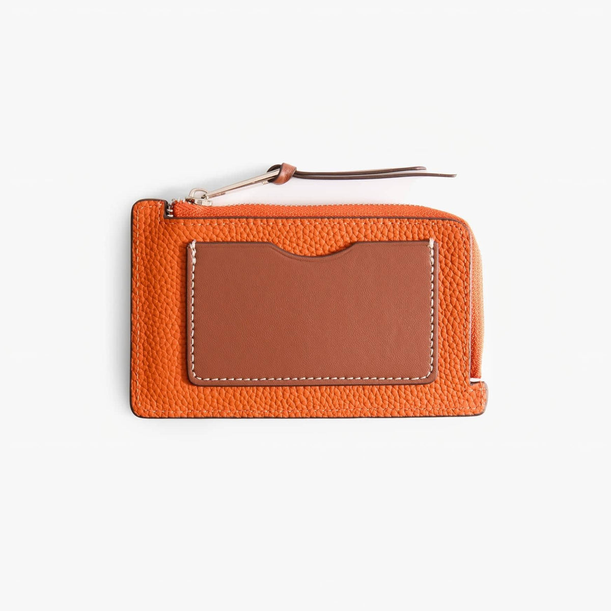 Leather Card Holder with Coin Pocket, Slim Pebbled Wallet