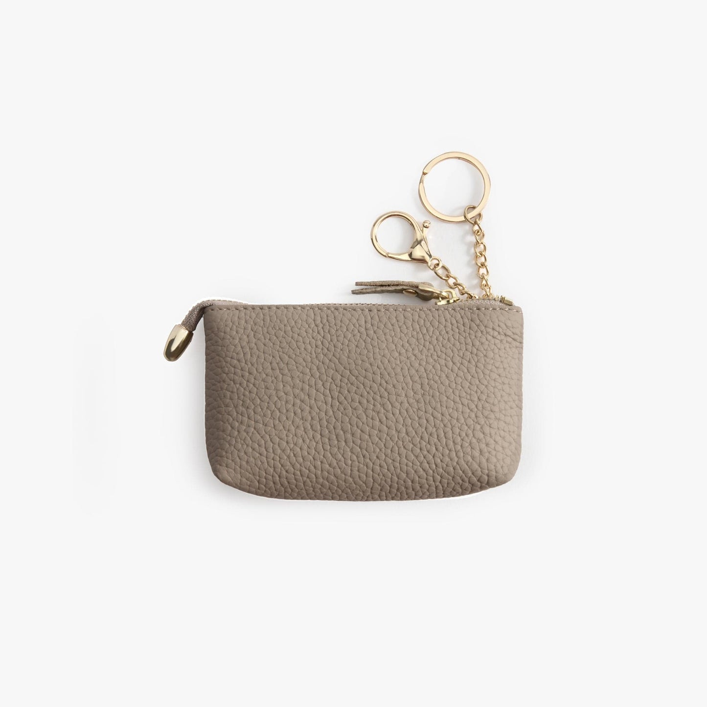Leather Zip Pouch with Keyring – Small Flower Coin Purse