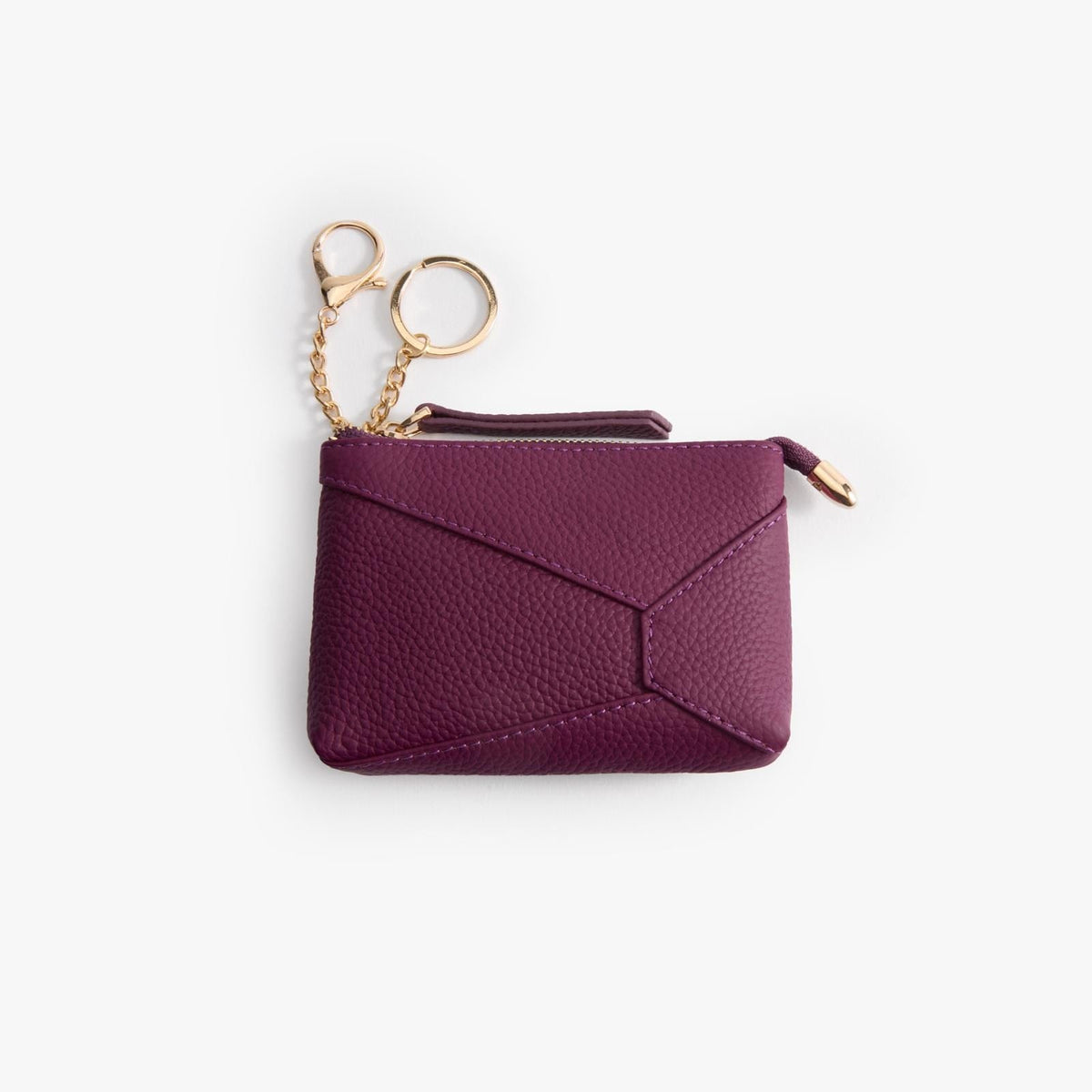 Leather Coin Pouch with Keyring, Small Zip Pouch for Women