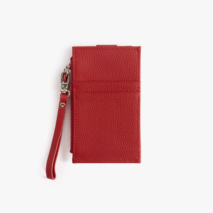 Leather Card Holder with ID Window – Snap Wallet with Strap