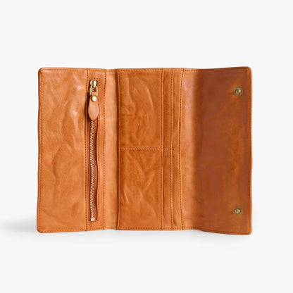 Vegetable-Tanned Leather Long Wallet – Slim Bifold for Men & Women