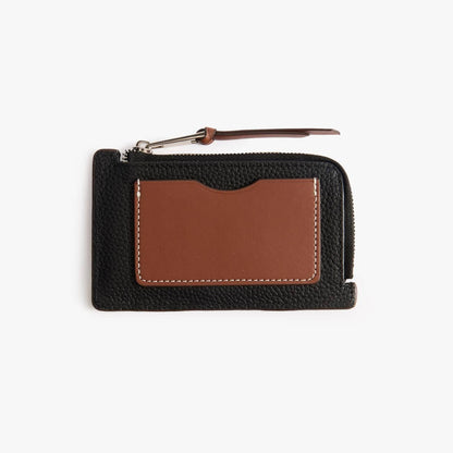 Leather Card Holder with Coin Pocket – Slim Pebbled Wallet