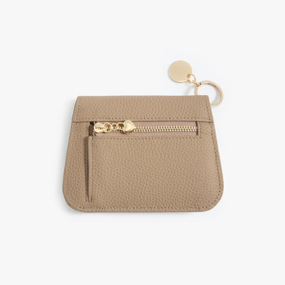 Leather Keychain Wallet for Women – Slim Card Holder with Coin Zip