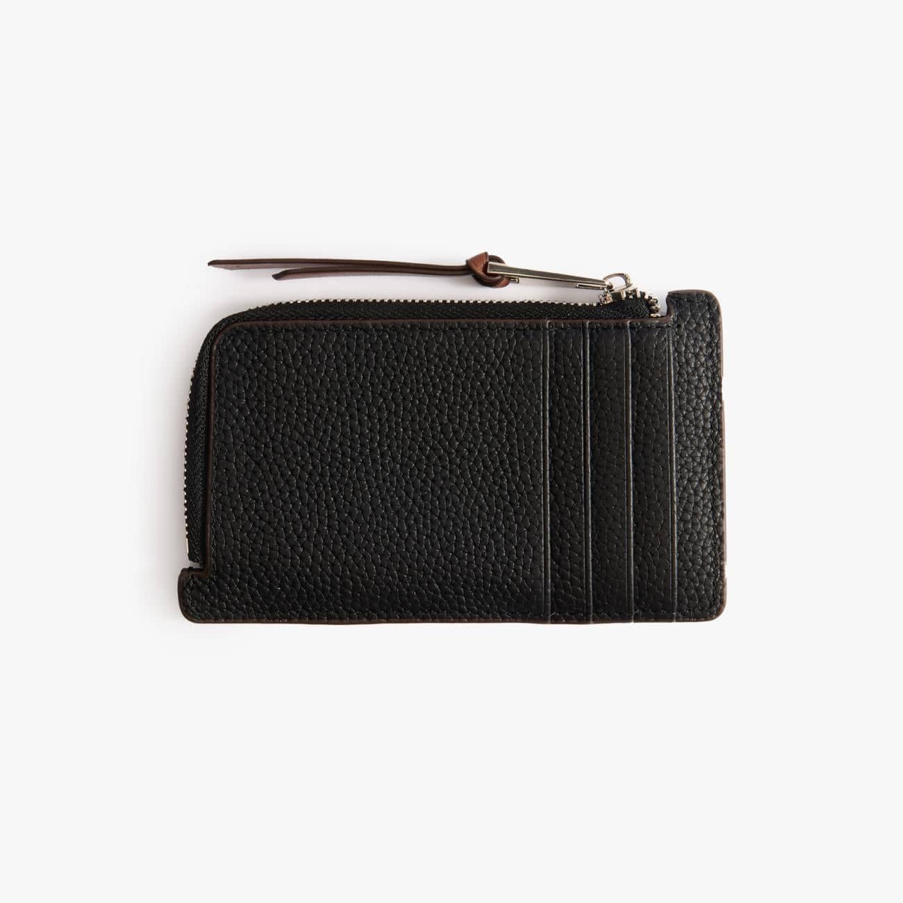 Leather Card Holder with Coin Pocket – Slim Pebbled Wallet