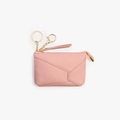 Leather Coin Pouch with Keyring – Small Zip Pouch for Women