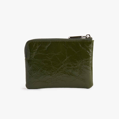Waxy Leather Zip Pouch with Key Hook – Small Coin Purse