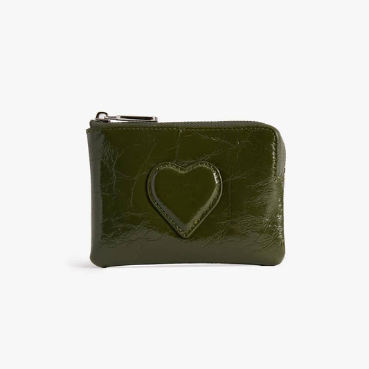 Waxy Leather Zip Pouch with Key Hook – Small Coin Purse