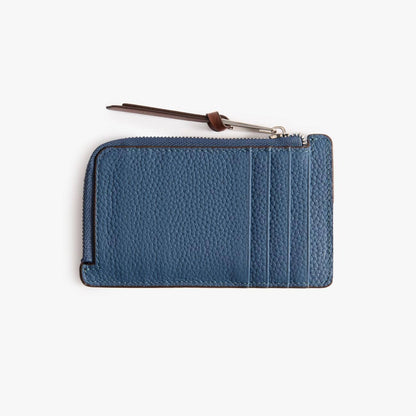 Leather Card Holder with Coin Pocket – Slim Pebbled Wallet