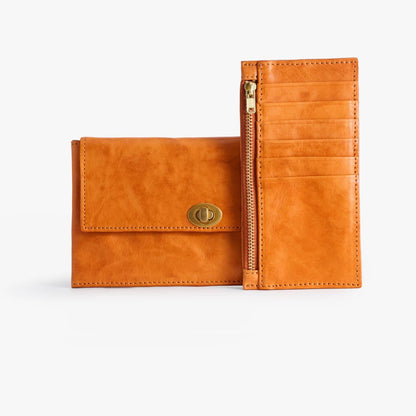 Long Leather Wallet with Detachable Card Holder – Veg-Tanned