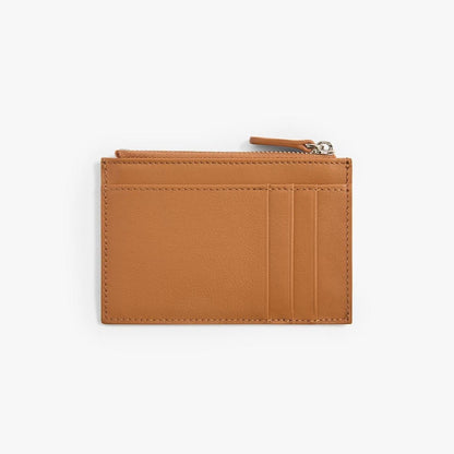 Woven Leather Card Holder with Zip – Handmade Slim Wallet