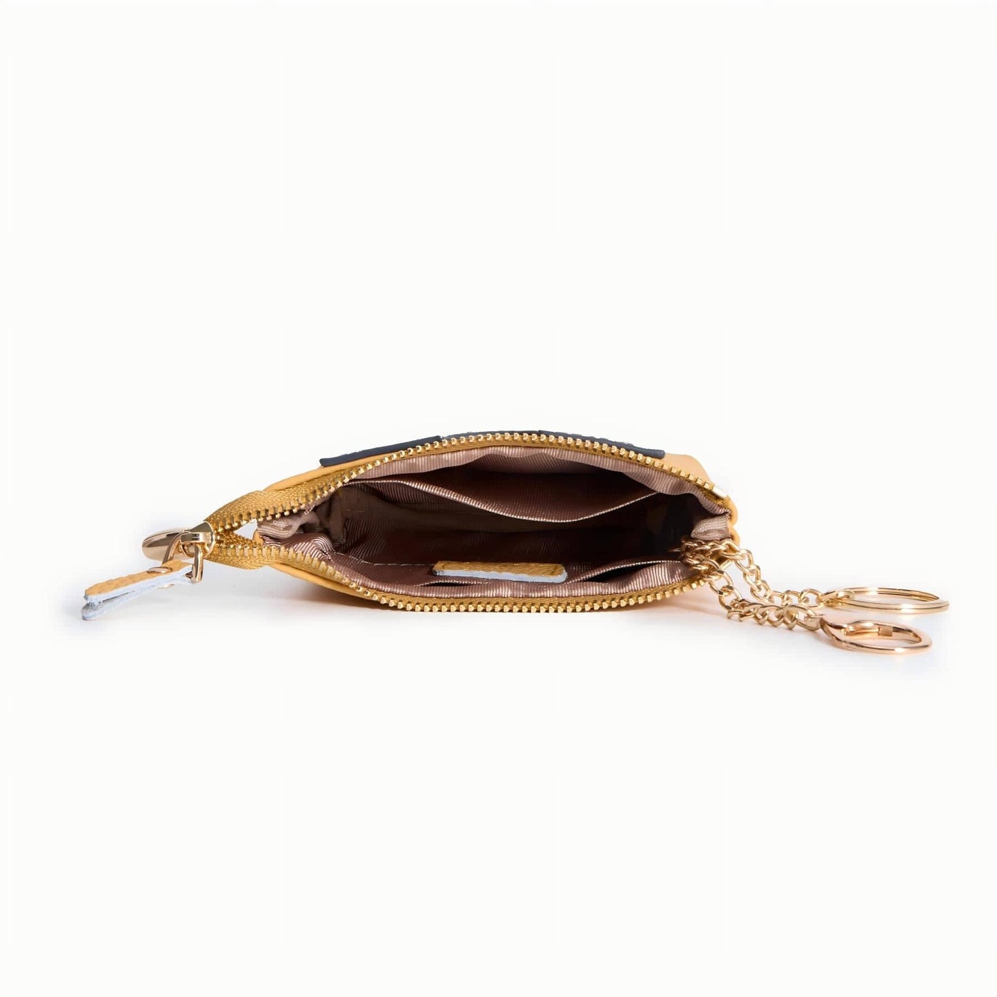 Leather Zip Pouch with Keyring – Small Flower Coin Purse