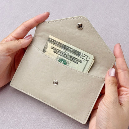 French Cowhide Leather Envelope Wallet – Slim 6-Card Wallet