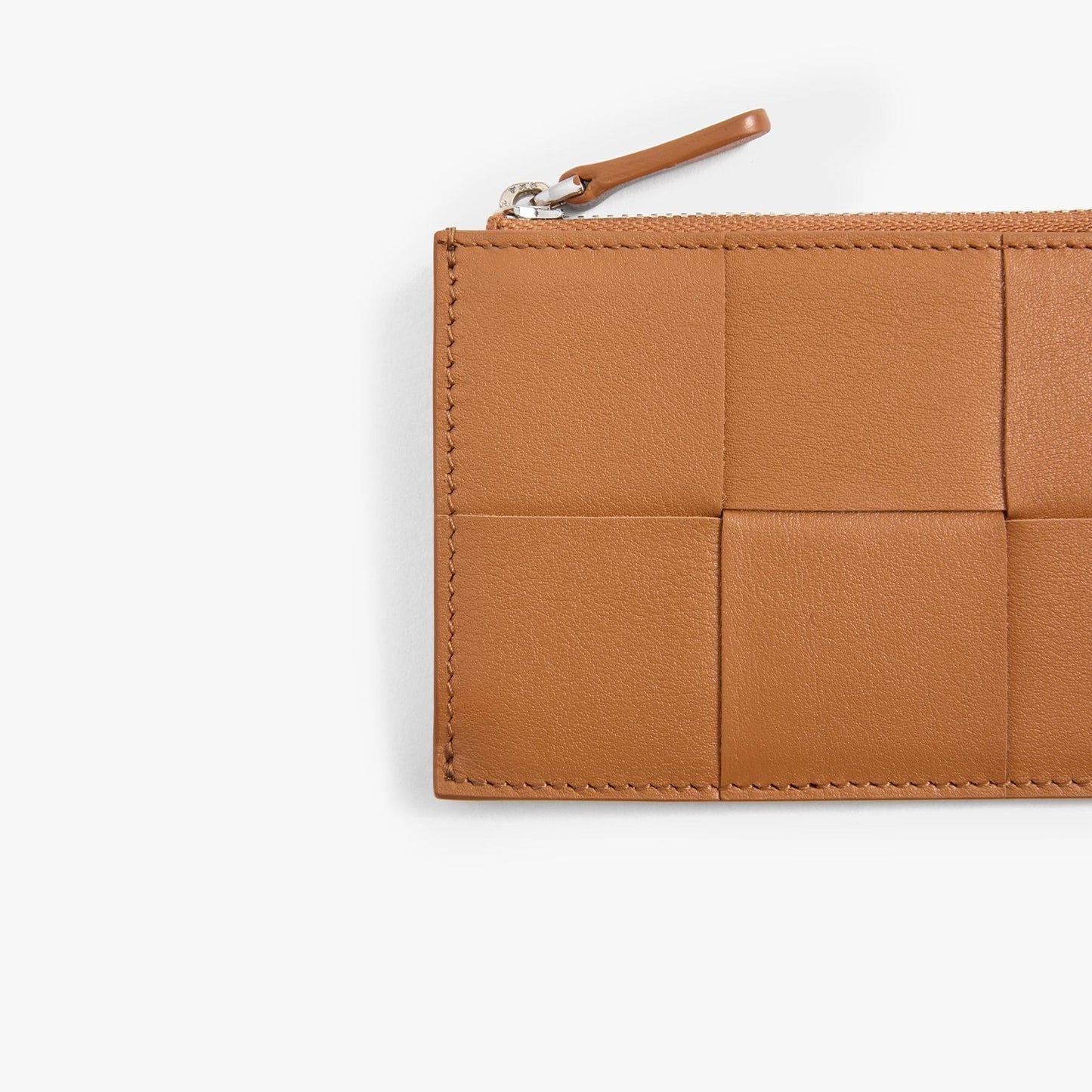Woven Leather Card Holder with Zip – Handmade Slim Wallet