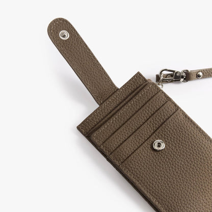 Leather Card Holder with ID Window – Snap Wallet with Strap