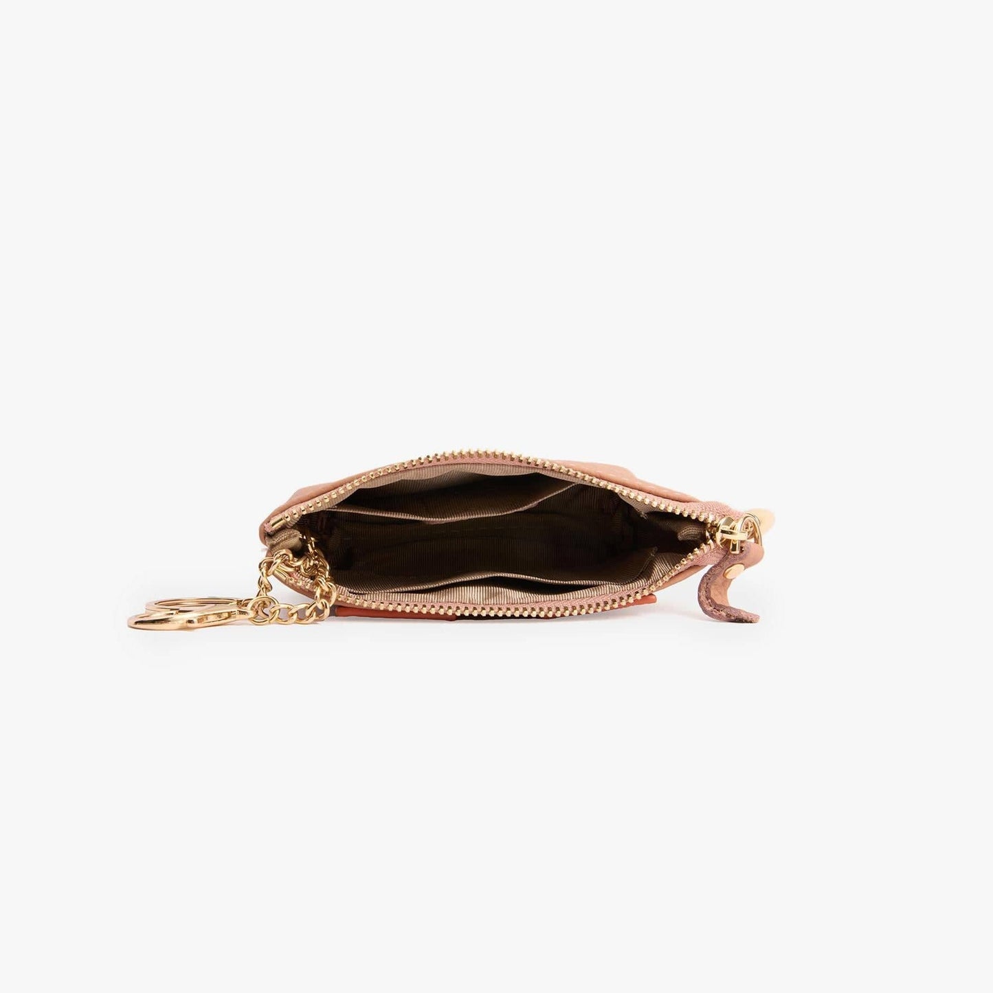 Leather Zip Pouch with Keyring – Small Flower Coin Purse