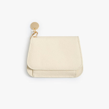 Leather Keychain Wallet for Women – Slim Card Holder with Coin Zip