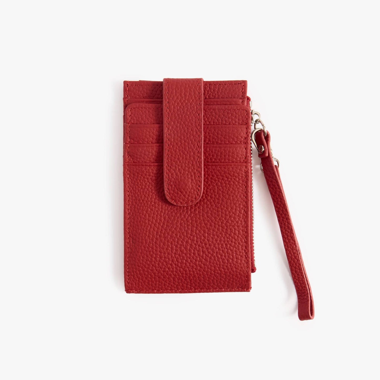 Leather Card Holder with ID Window – Snap Wallet with Strap