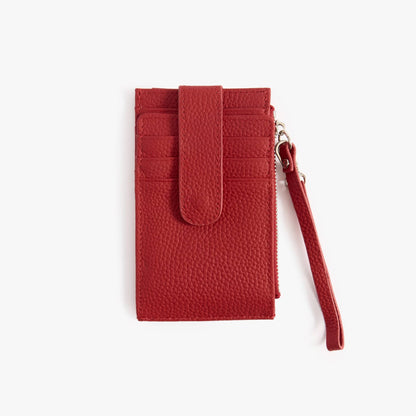 Leather Card Holder with ID Window – Snap Wallet with Strap