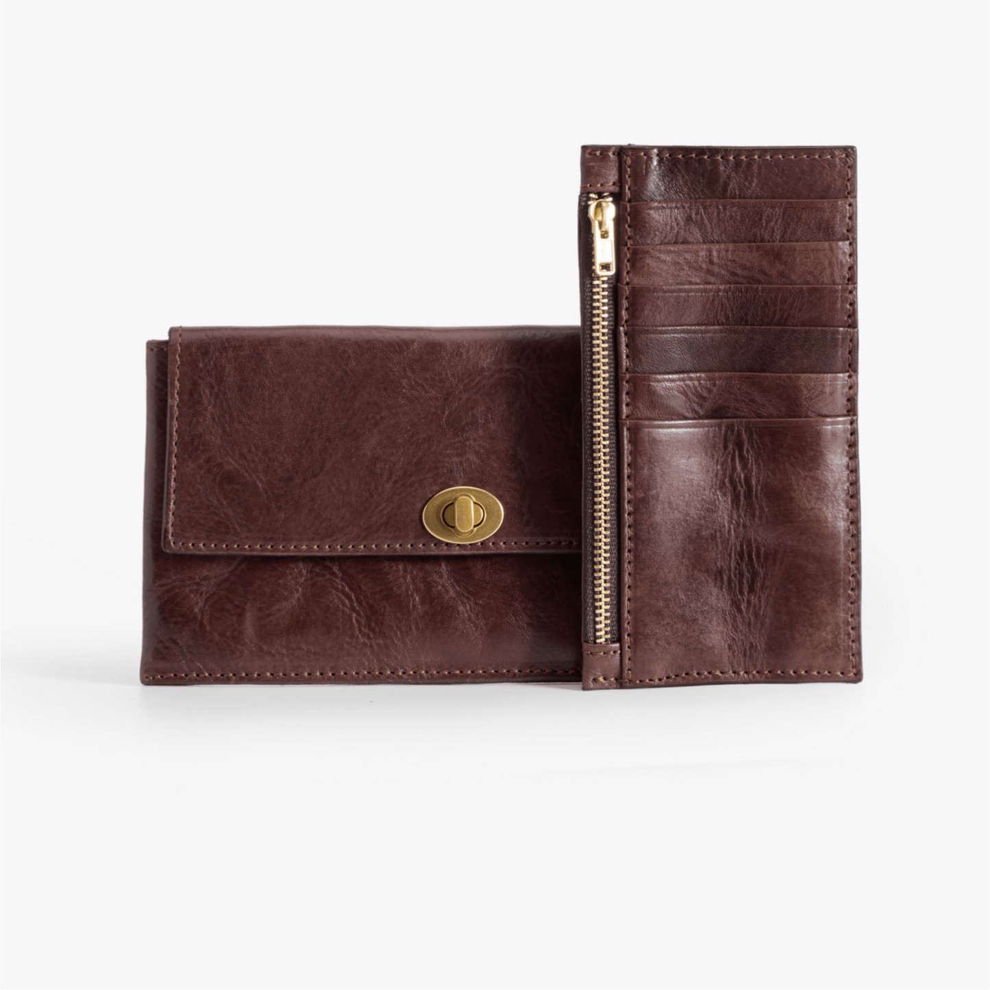 Long Leather Wallet with Detachable Card Holder – Veg-Tanned