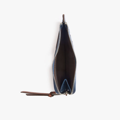 Leather Card Holder with Coin Pocket – Slim Pebbled Wallet