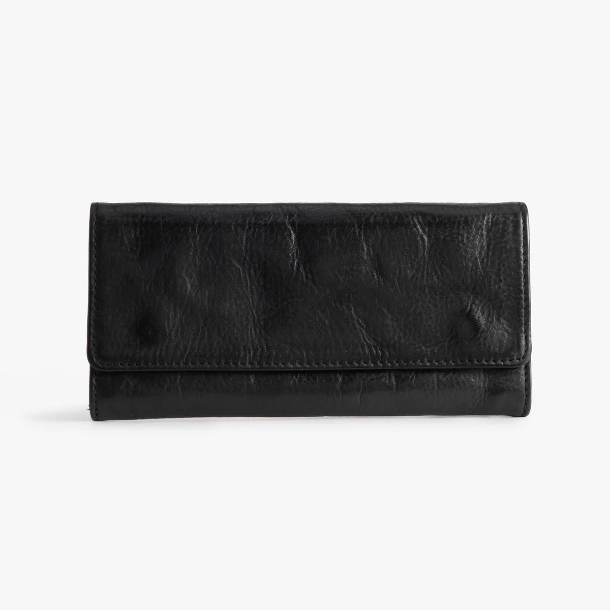 Vegetable-Tanned Leather Long Wallet, Slim Bifold for Men & Women