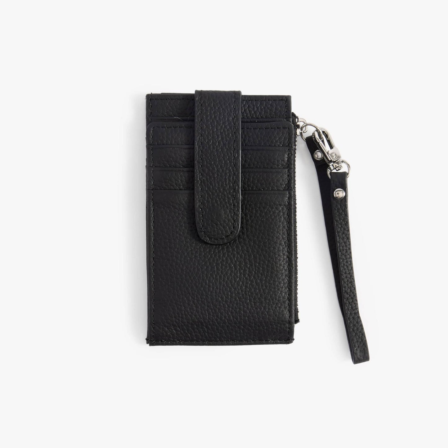 Leather Card Holder with ID Window – Snap Wallet with Strap