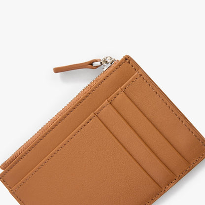 Woven Leather Card Holder with Zip – Handmade Slim Wallet