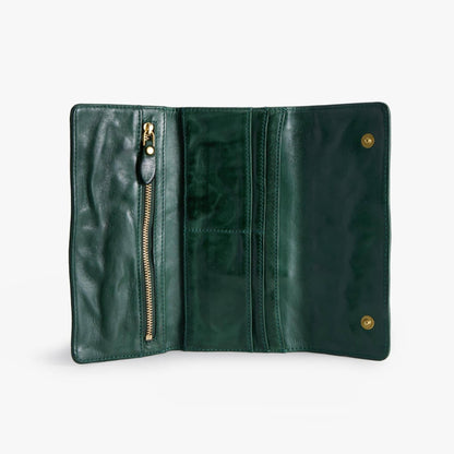 Vegetable-Tanned Leather Long Wallet – Slim Bifold for Men & Women