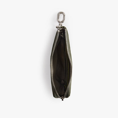 Waxy Leather Zip Pouch with Key Hook – Small Coin Purse