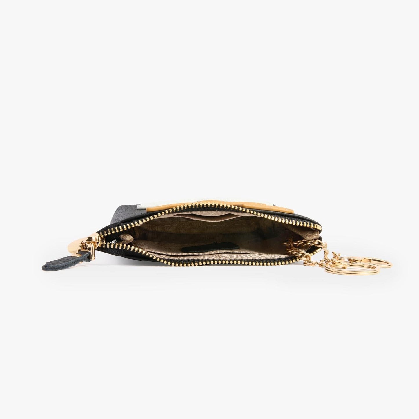 Leather Zip Pouch with Keyring – Small Flower Coin Purse