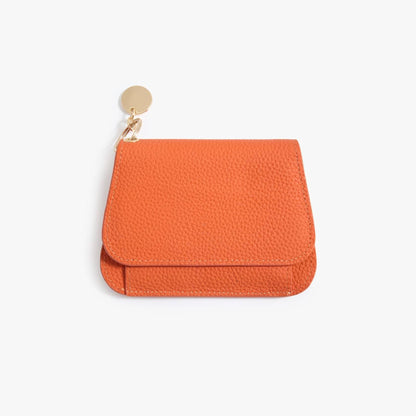 Leather Keychain Wallet for Women – Slim Card Holder with Coin Zip