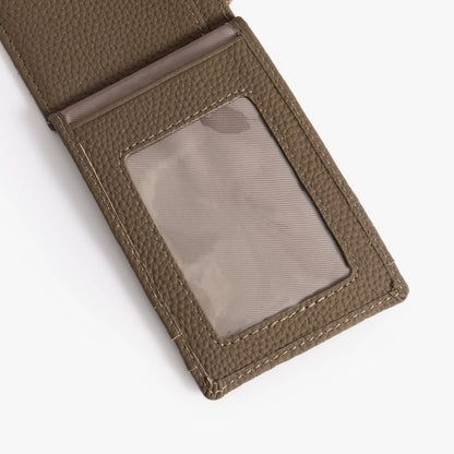 Leather Card Holder with ID Window – Snap Wallet with Strap