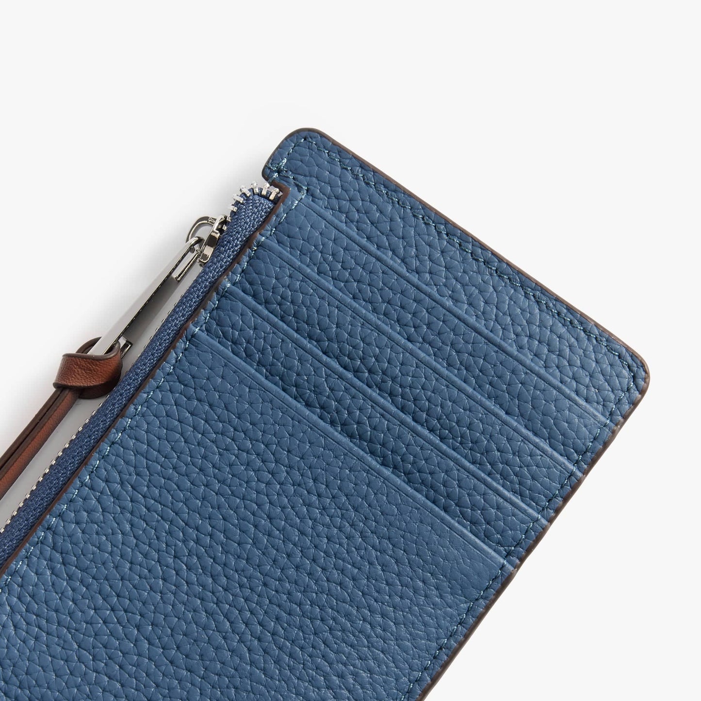 Leather Card Holder with Coin Pocket – Slim Pebbled Wallet