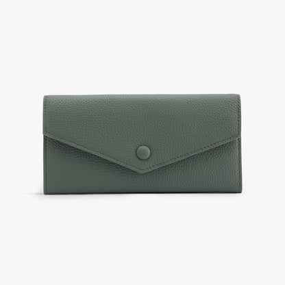 Long Leather Wallet for Women – 10 Card Slots, Fits Phone